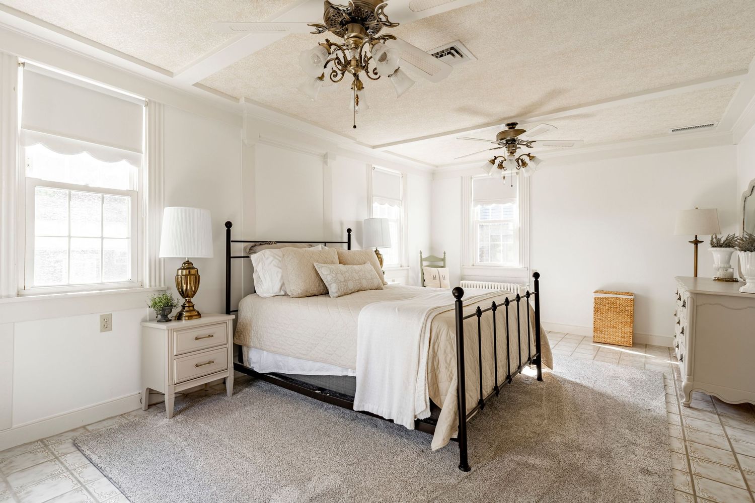 Bedroom with Vintage Chandeliers
