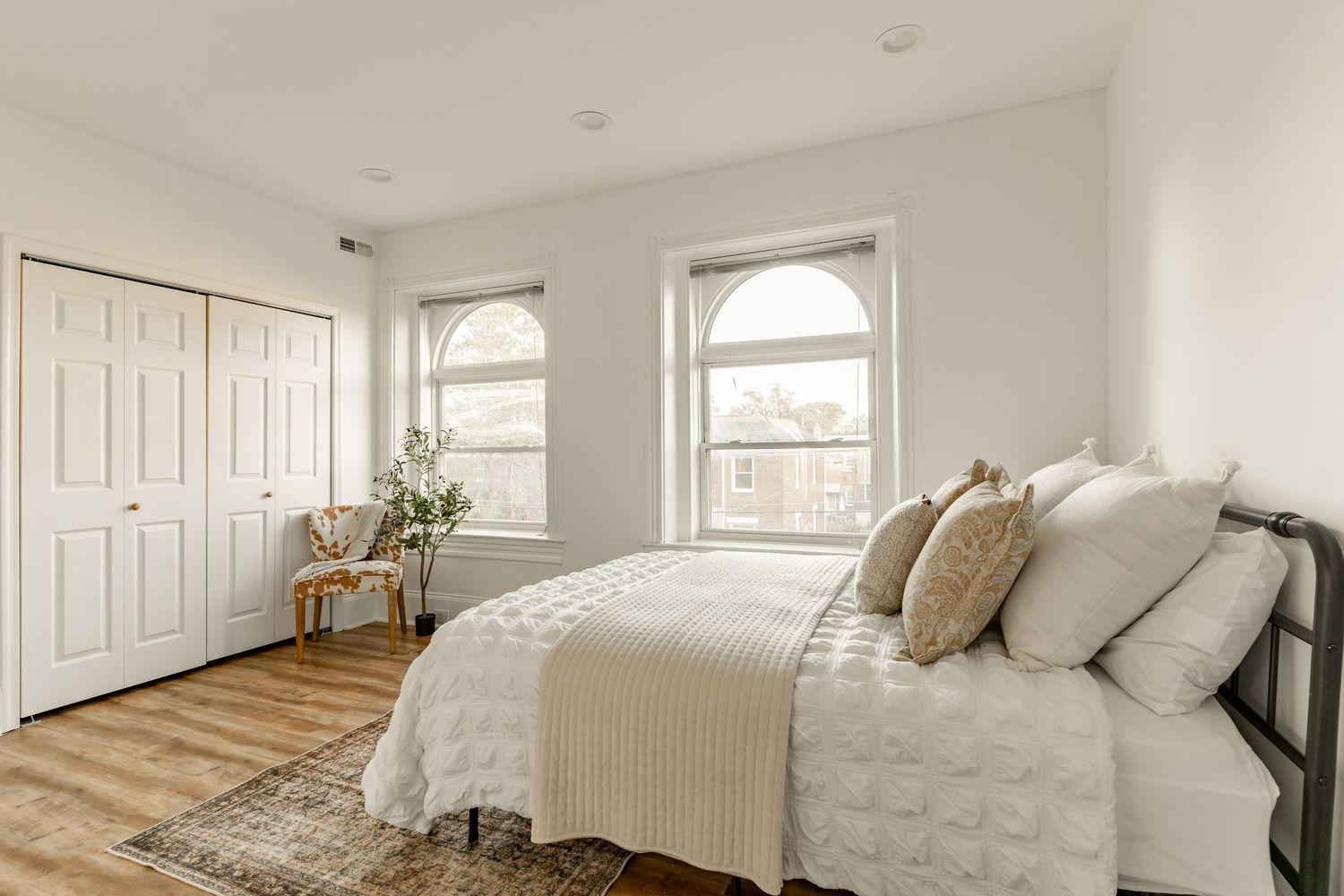 Cozy Bedroom with View of Lancaster City through window