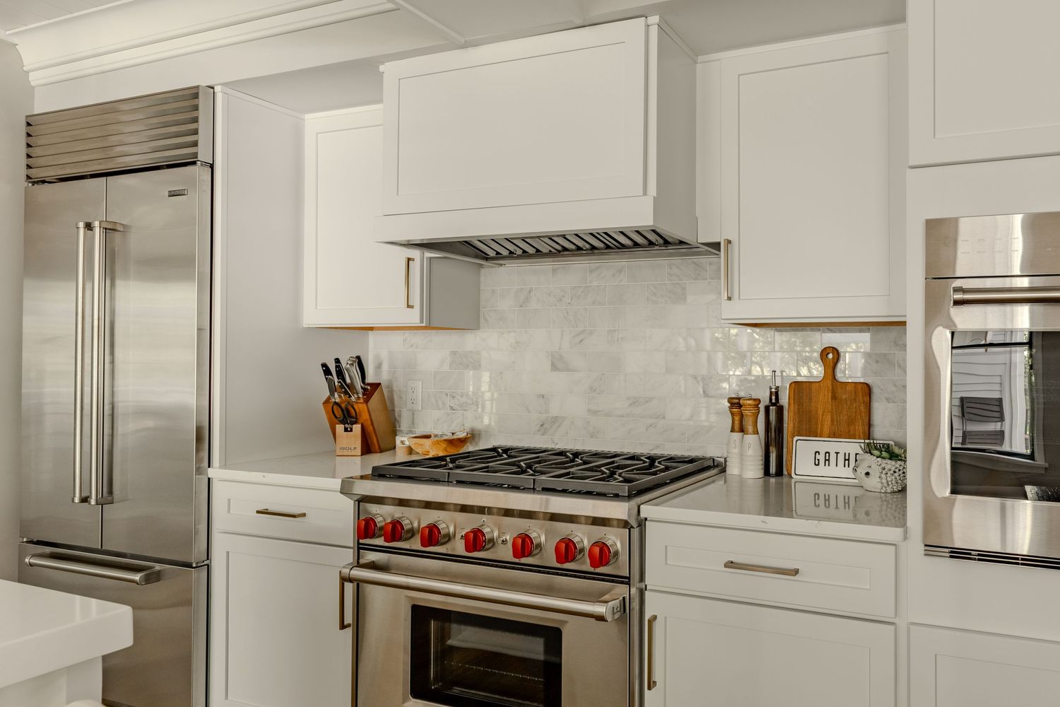 Gas range in designer kitchen