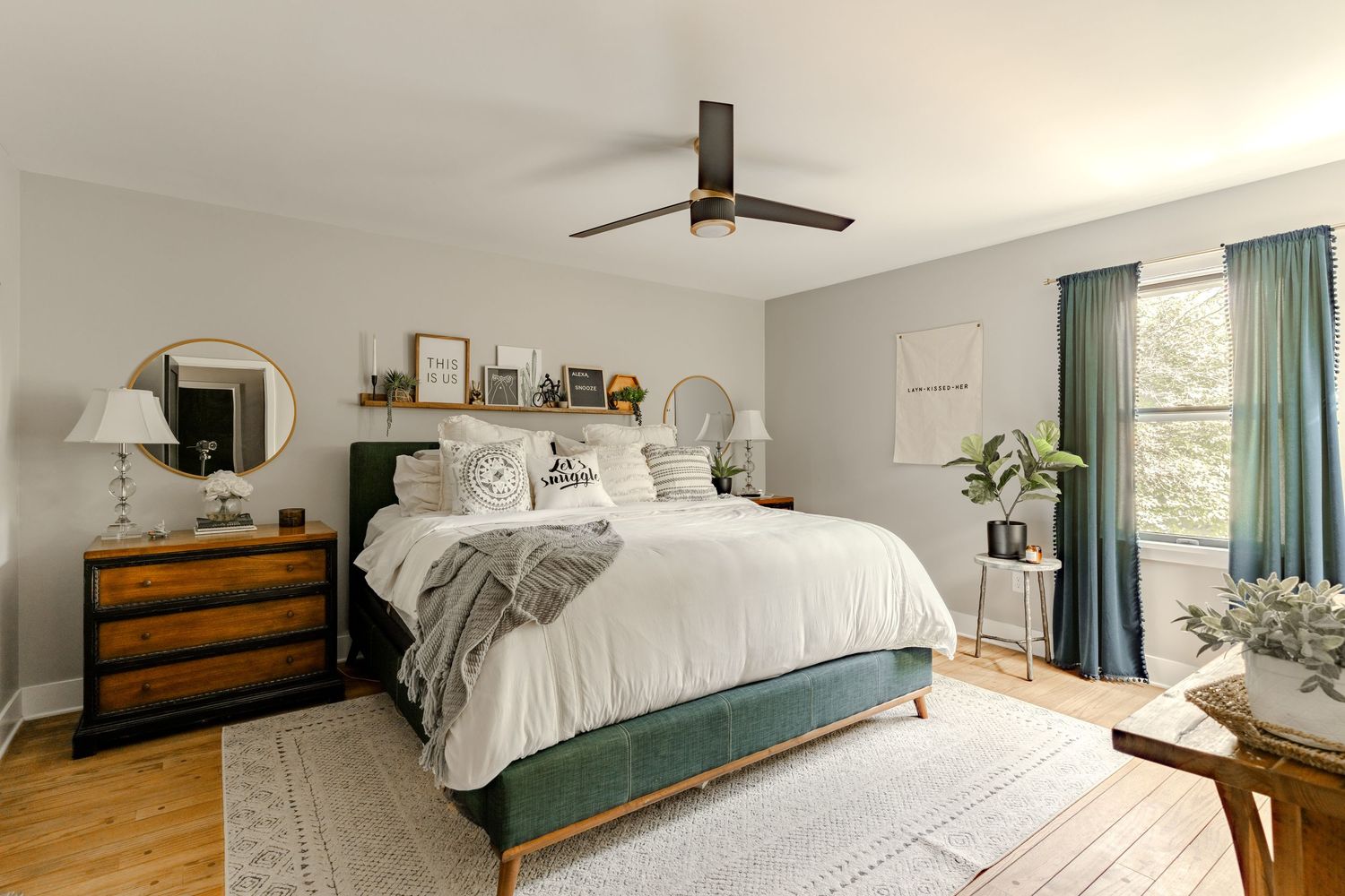 Bedroom staged for real estate sale