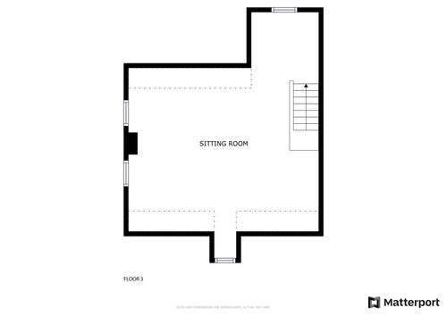 Floor plan diagram of the third-floor sitting room.